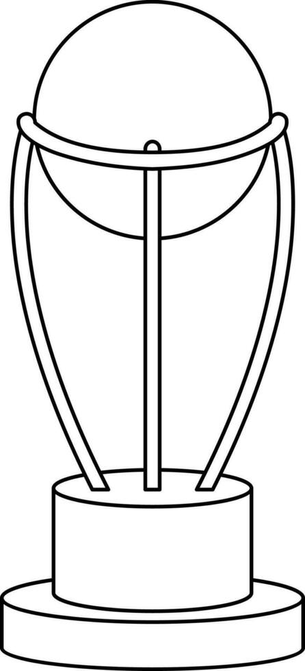 Black line art football trophy award of illustration. vector