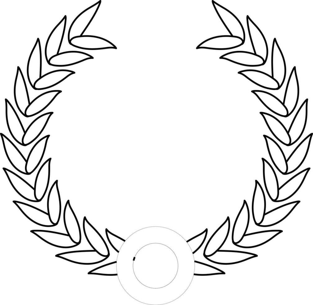 Black line art wreath award circular branches symbol. vector