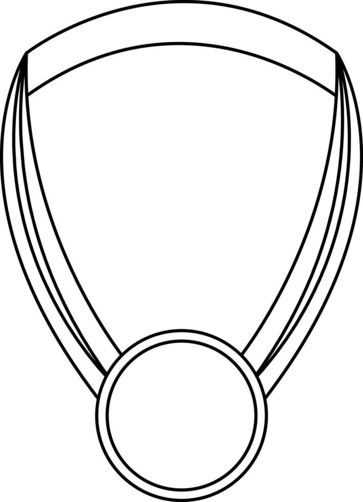 Blank medal icon in black line art. vector