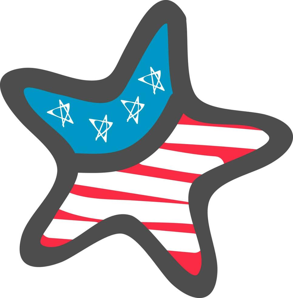 Star in American Flag colors. vector