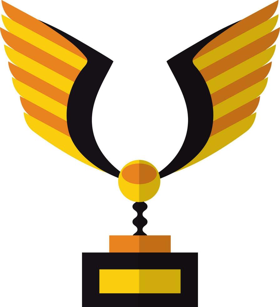 Black and orange wings trophy award. vector