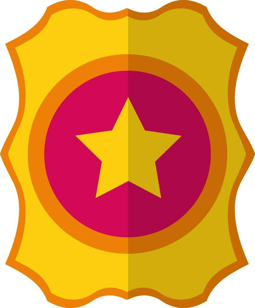 Orange and pink award decorated with yellow star. vector