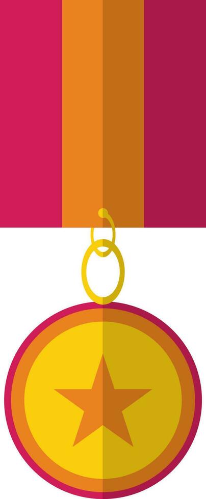 Orange and pink star medal. vector