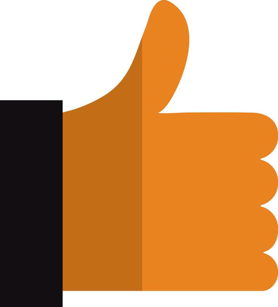 Thumb up sign in black and orange color. vector