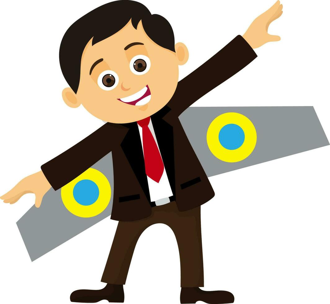 Businessman in flying pose. vector