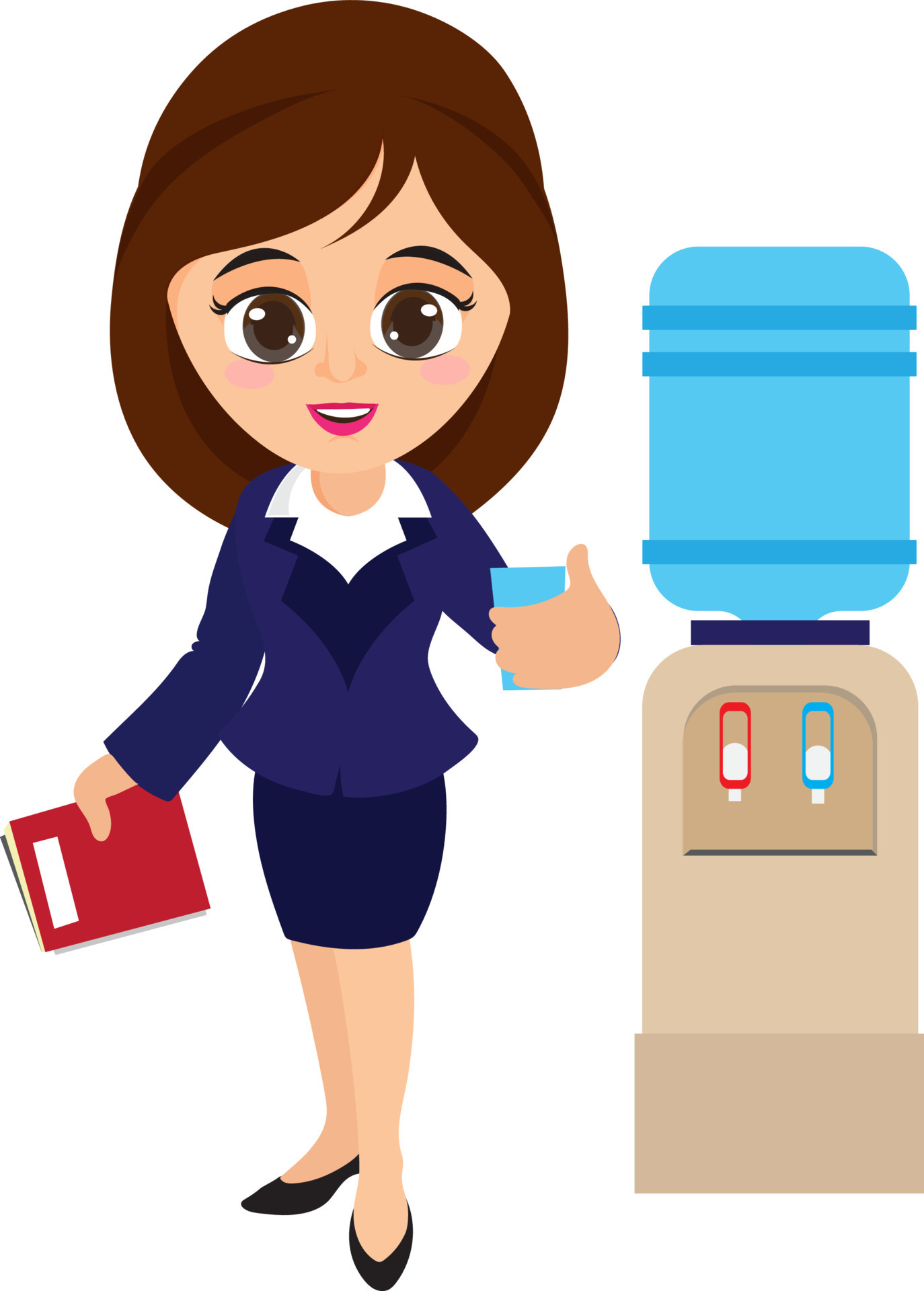 Business Woman standing near water cooler. 24294177 Vector Art at Vecteezy