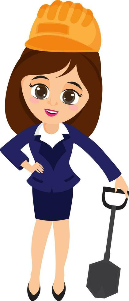 Character of Business Woman with shovel. vector