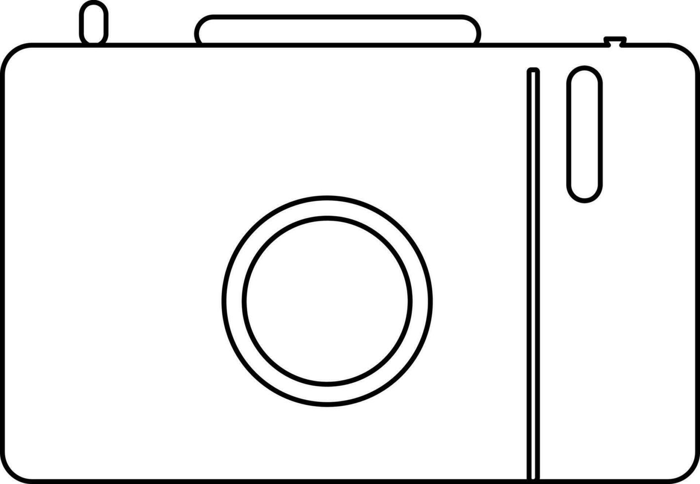 Black line art illustration of a camera. vector