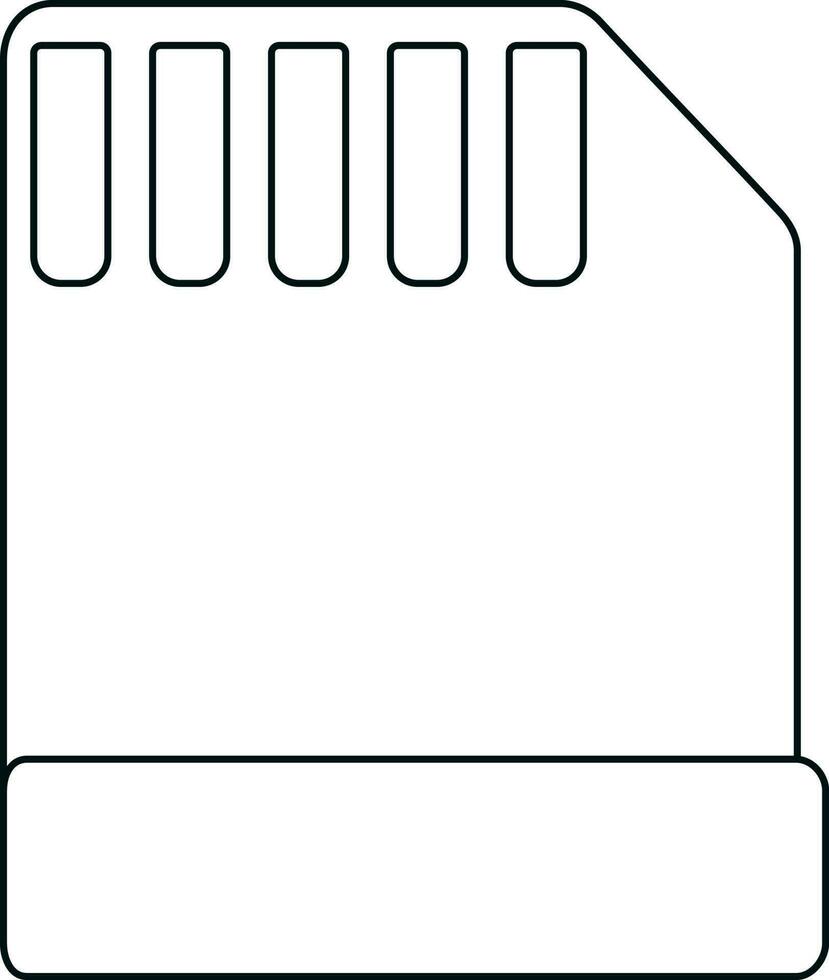 Isolated memory card in black line art illustration. vector