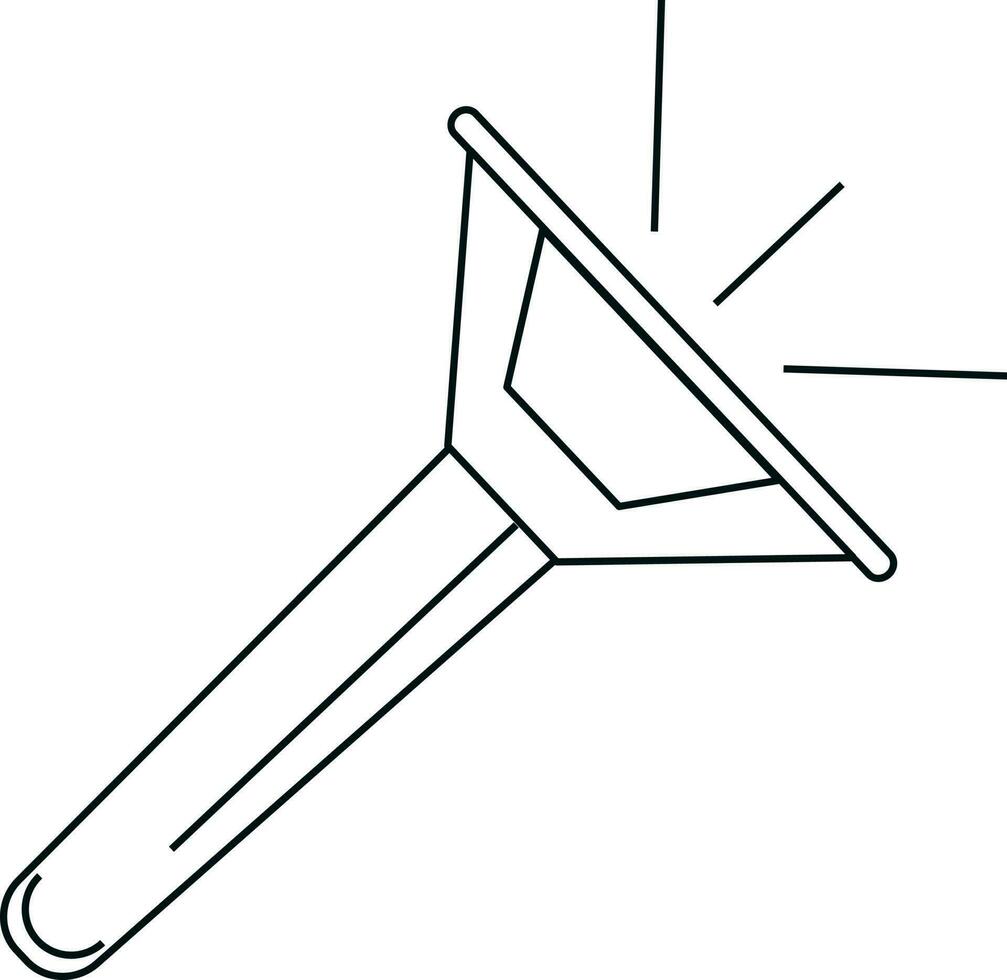 Flat style flashlight in black line art illustration. vector