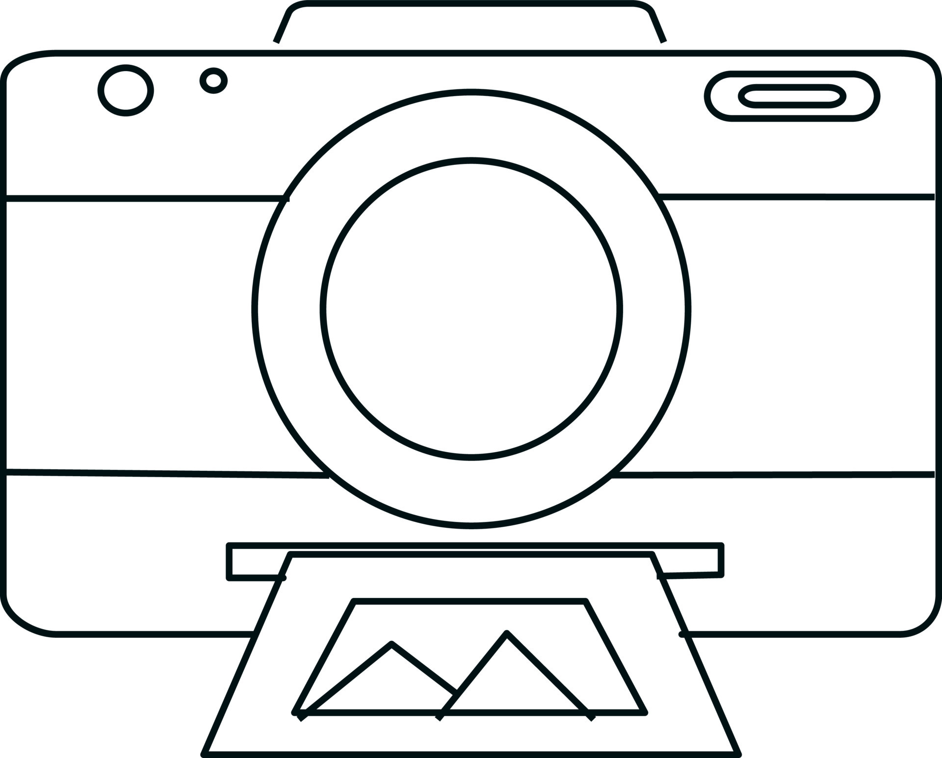Flat style black line art polaroid camera. 24294274 Vector Art at Vecteezy