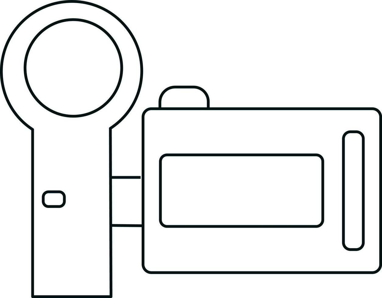 Black line art handy camera in flat style. vector