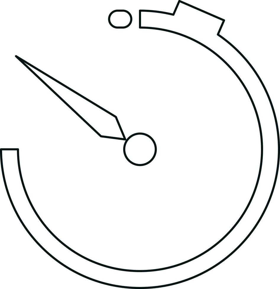 Flat style camera timer in black line art illustration. vector