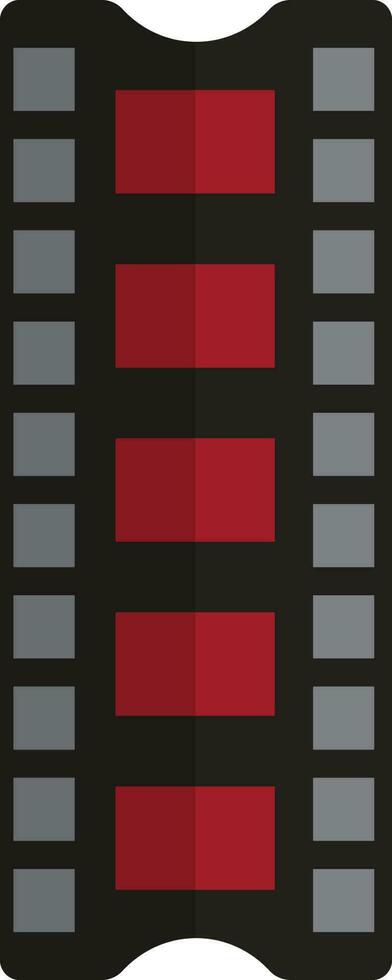 Red and black film strip in flat style. vector