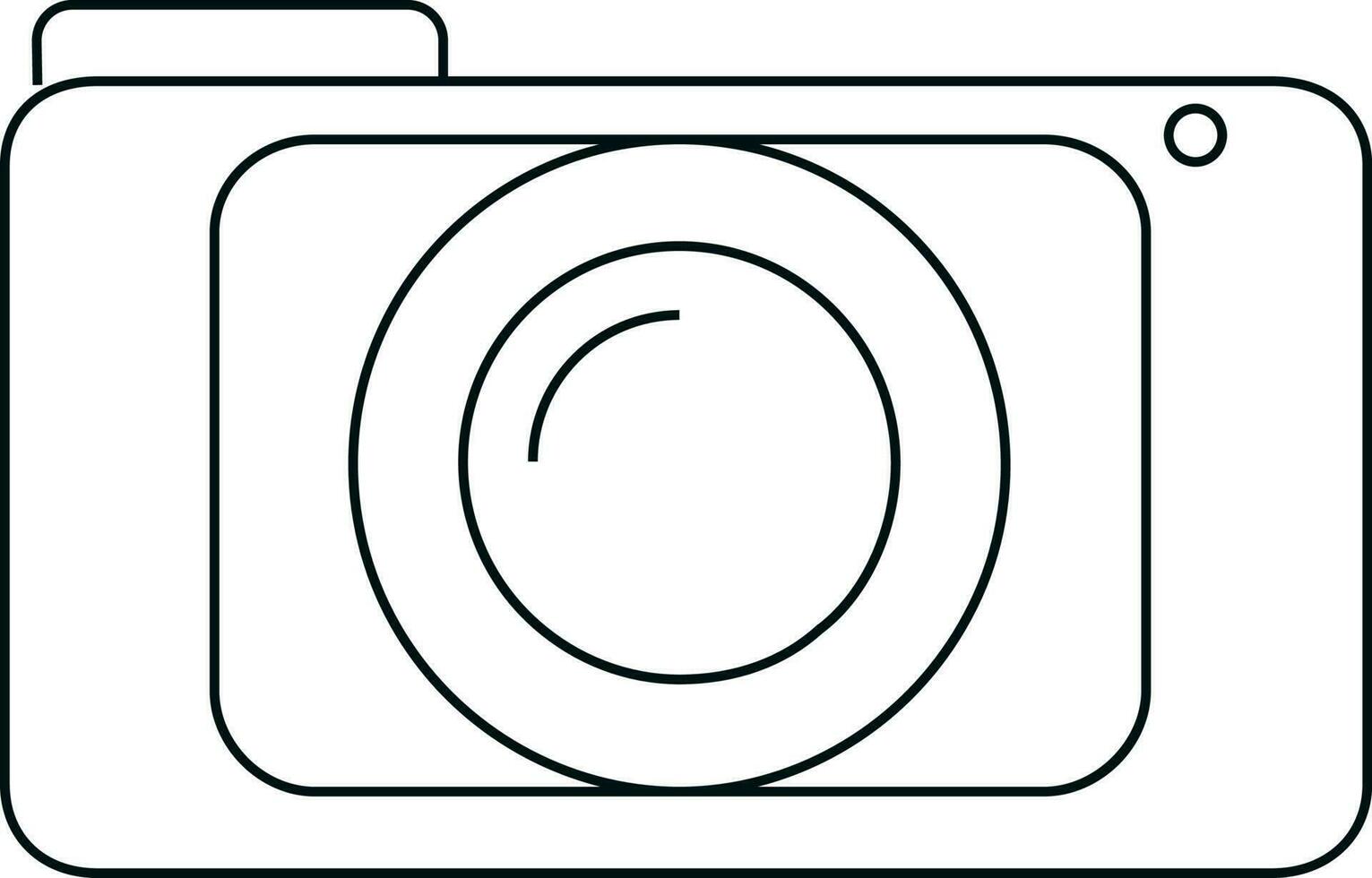 Black line art illustration of a digital camera. vector