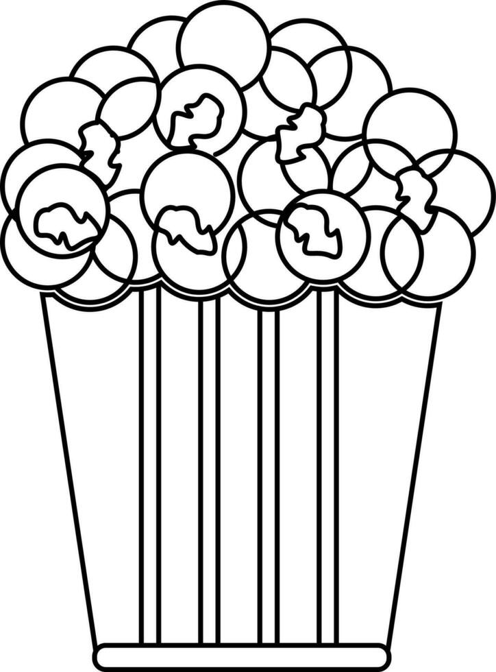 Illustration of popcorn icon for cinema in stroke. vector