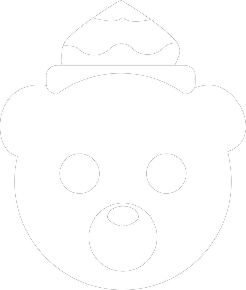 Teddy bear face wearing santa hat for Christmas festival. vector