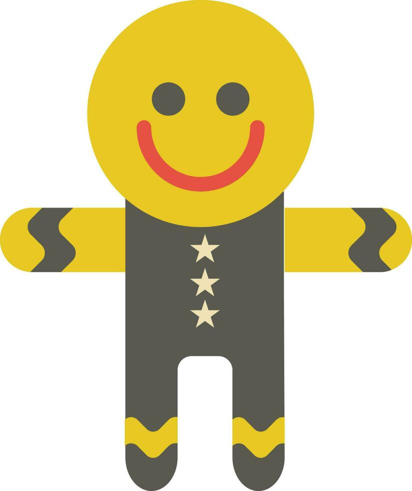 Smiling icon of Cookie man in gray and yellow color. vector