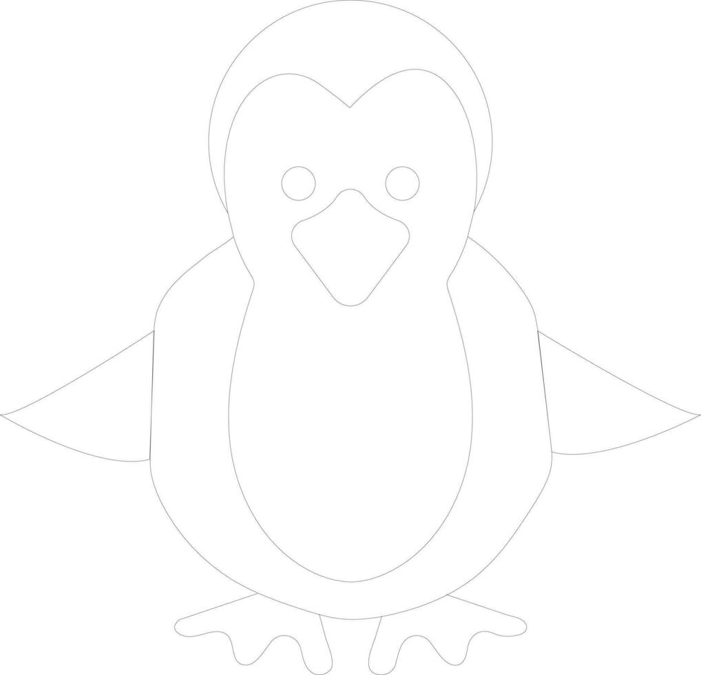 Penguin character made with black line stroke. vector