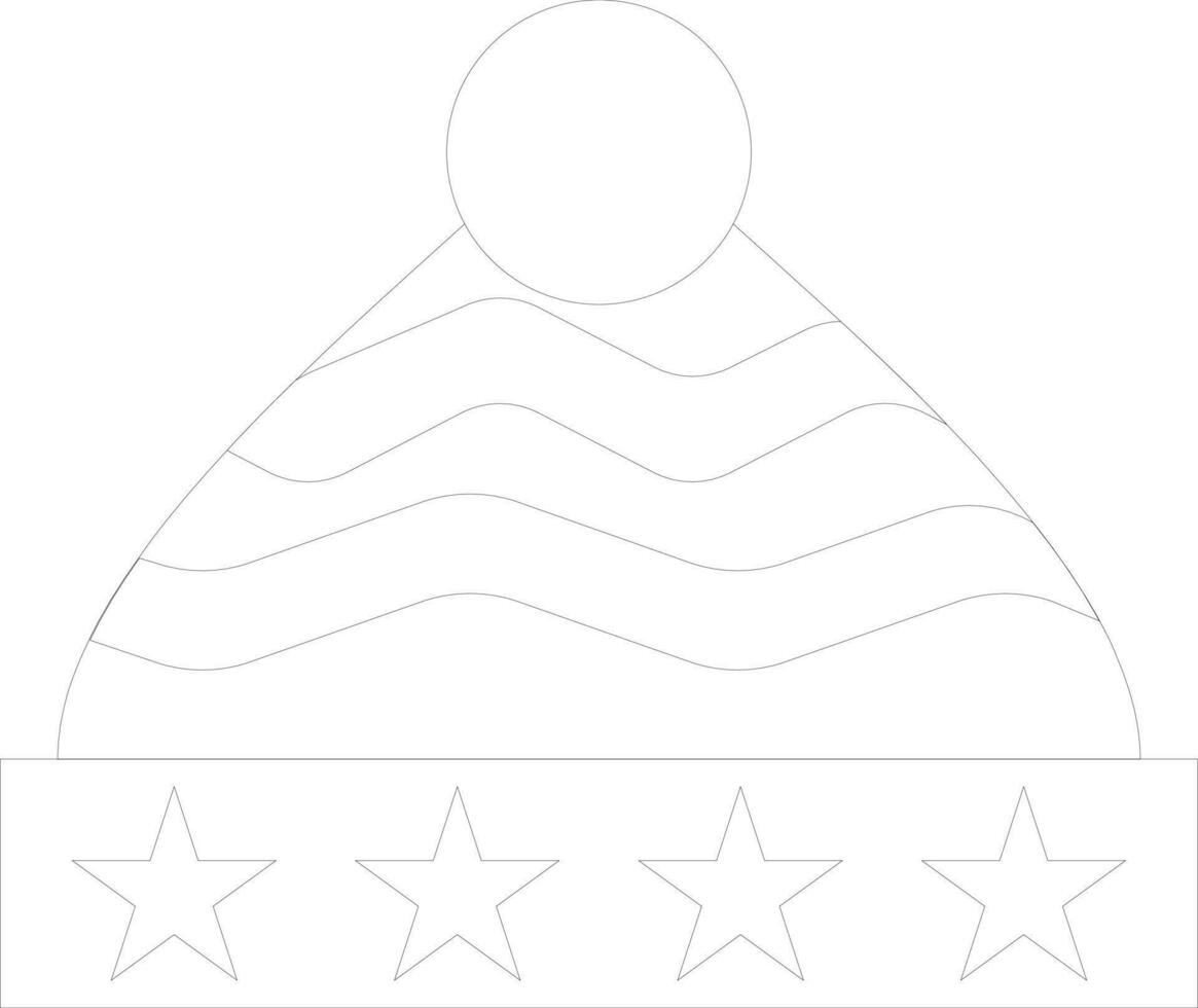 Santa hat made with black line strokes for Christmas festival. vector