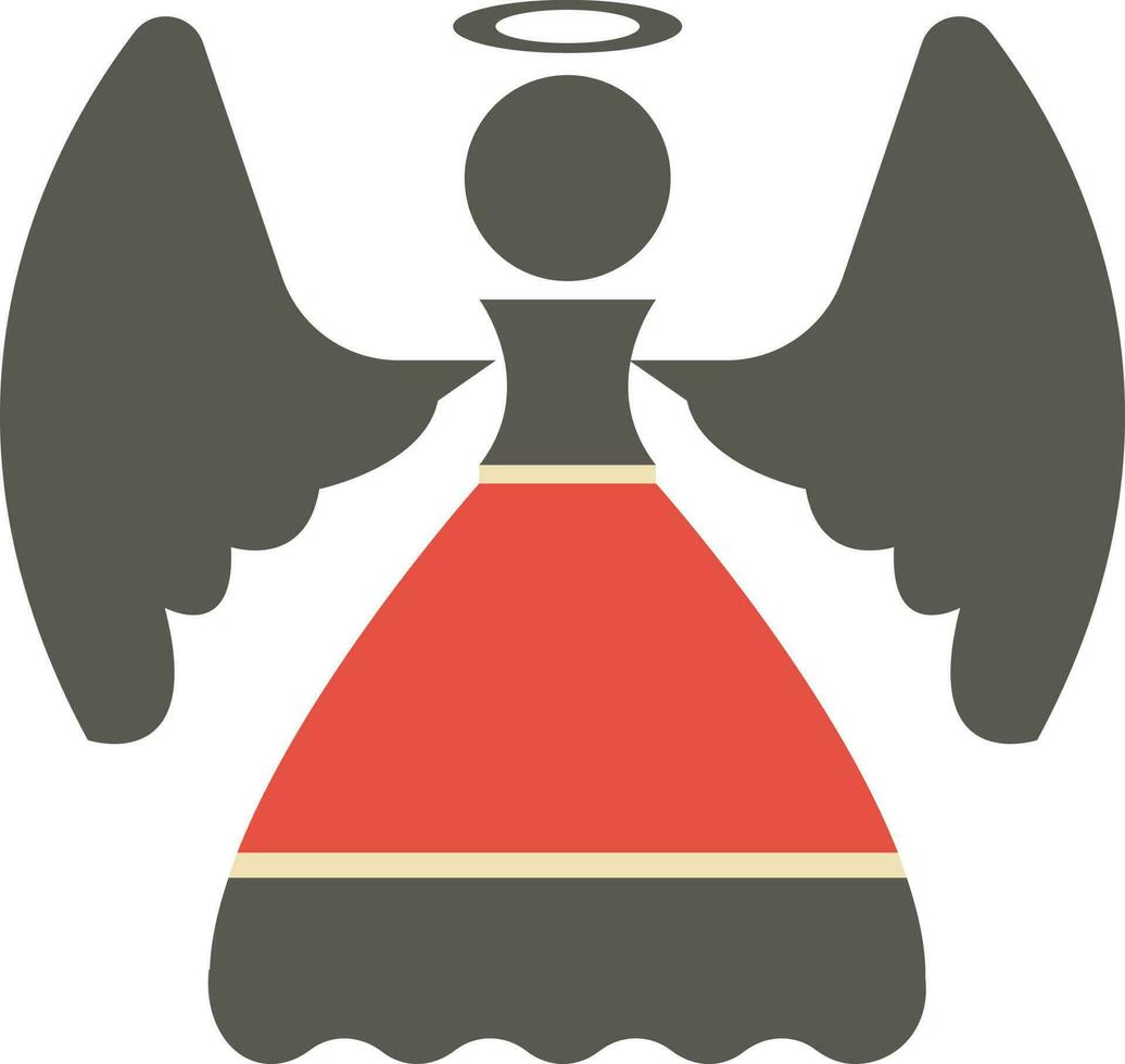 ángel icono con aureola firmar en gris y rojo color. vector