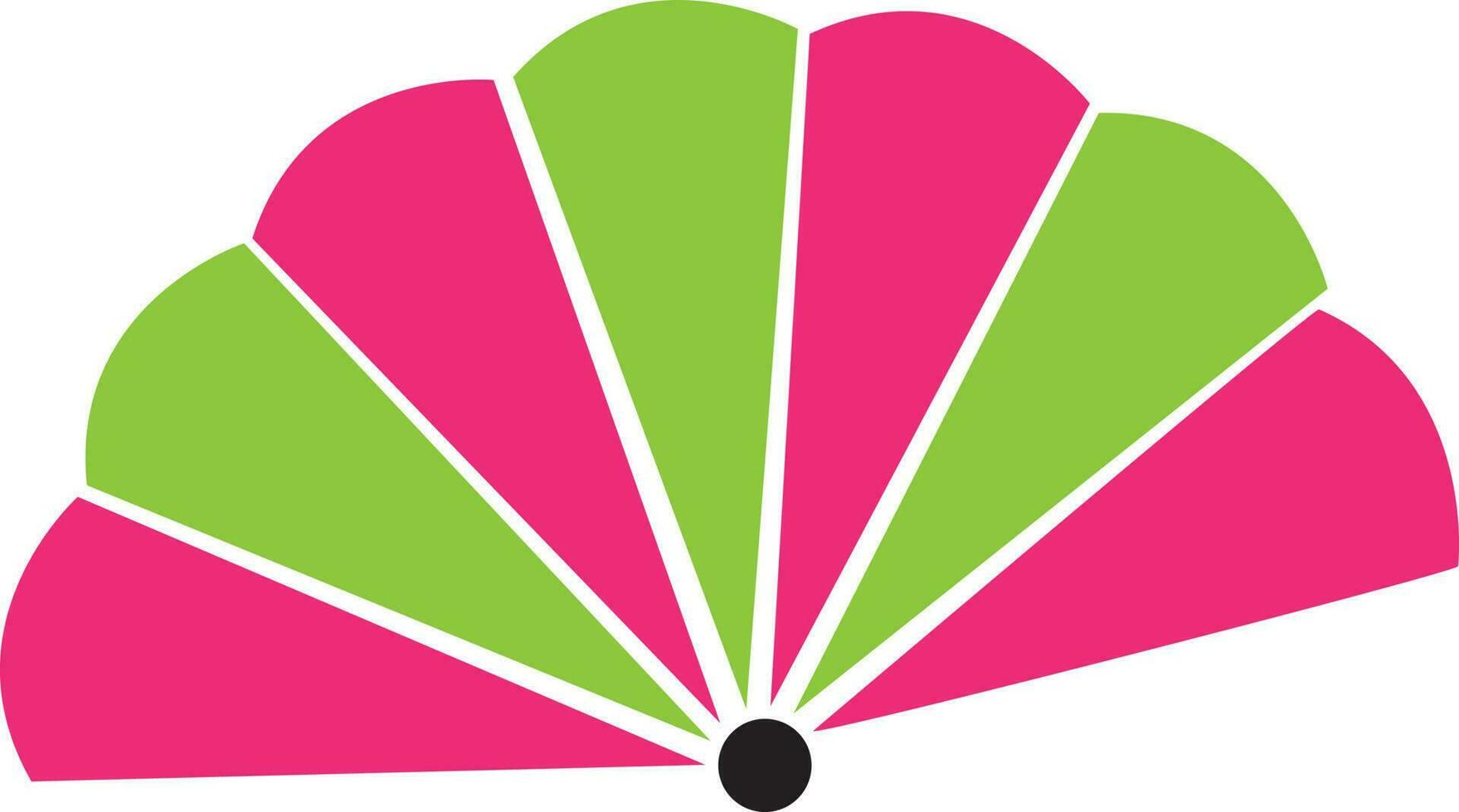 Pink and green chinese fan. vector