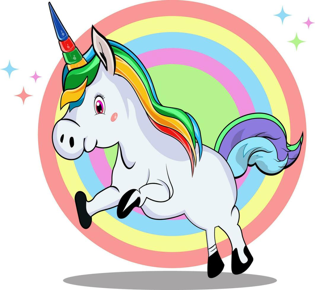 Cute unicorn cartoon vector