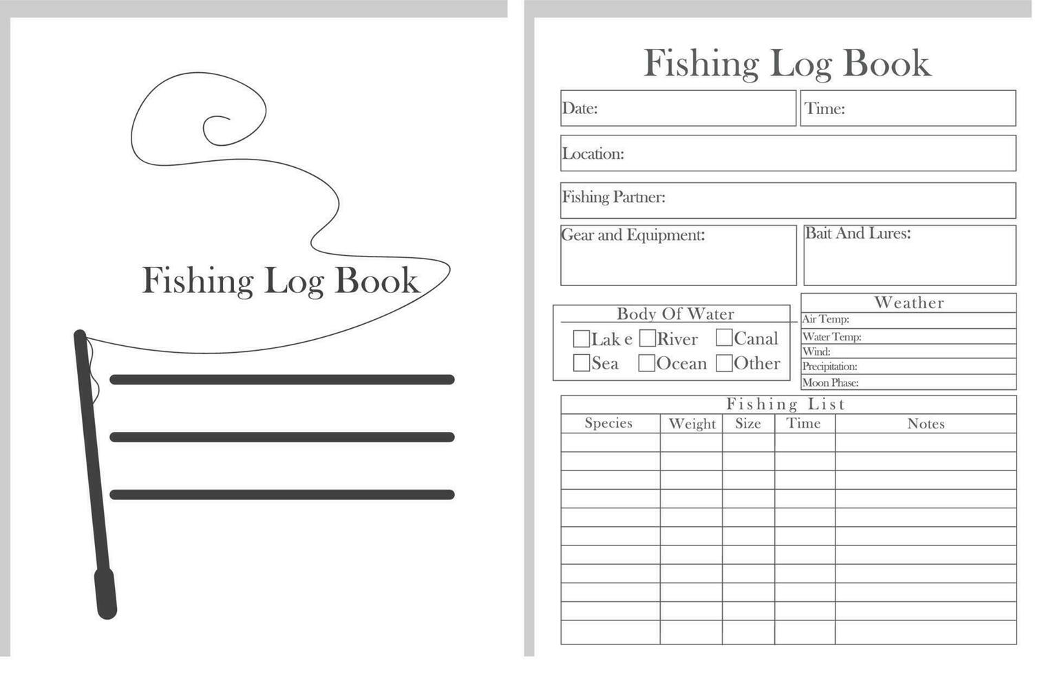 Fishing Log Book 24294517 Vector Art at Vecteezy