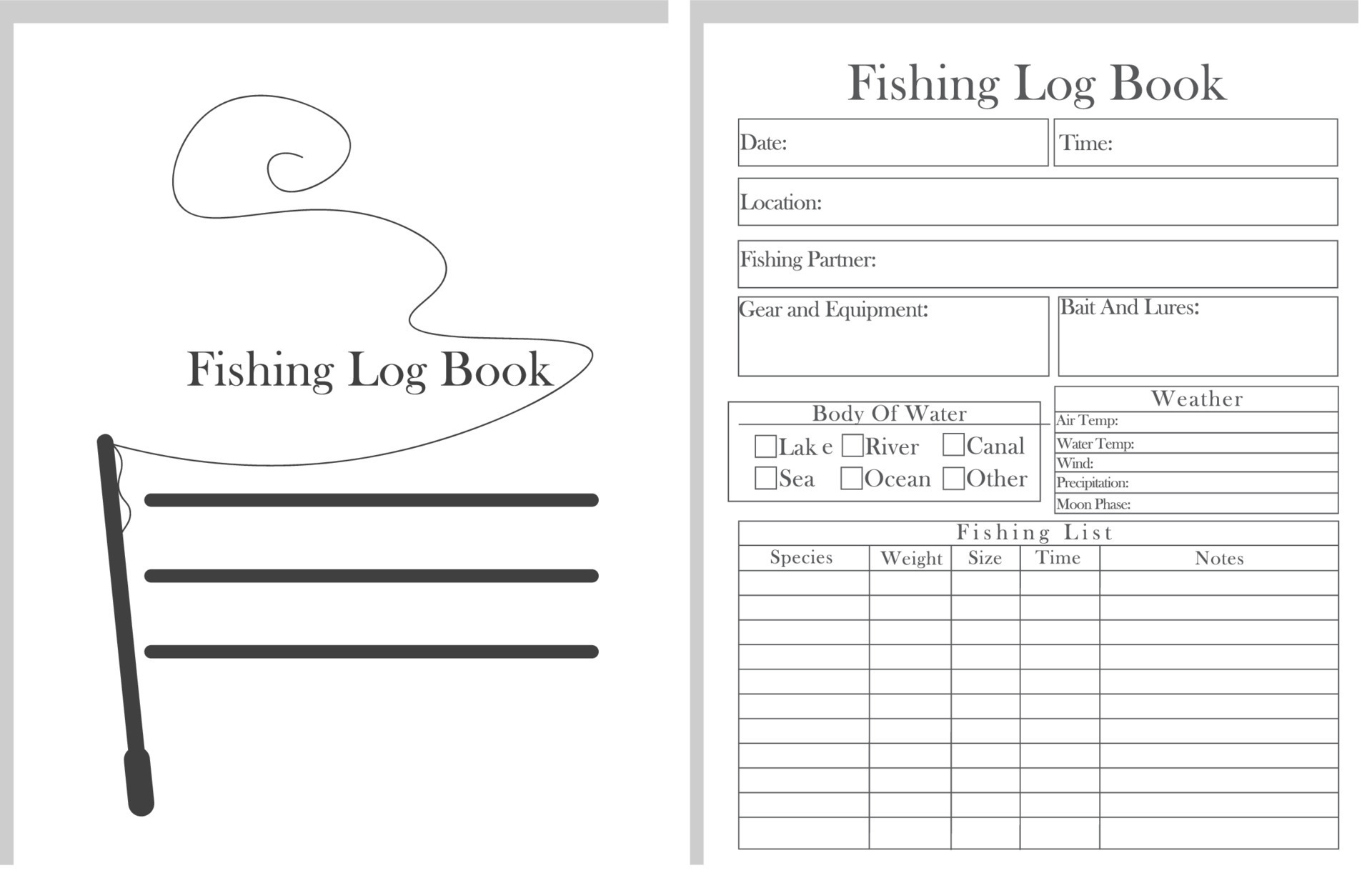 Fishing Log Book 24294517 Vector Art at Vecteezy