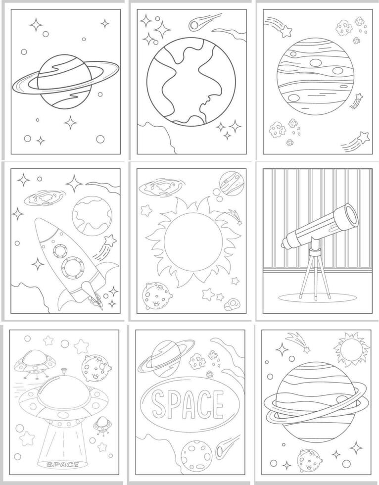 Space Planets Coloring Pages vector