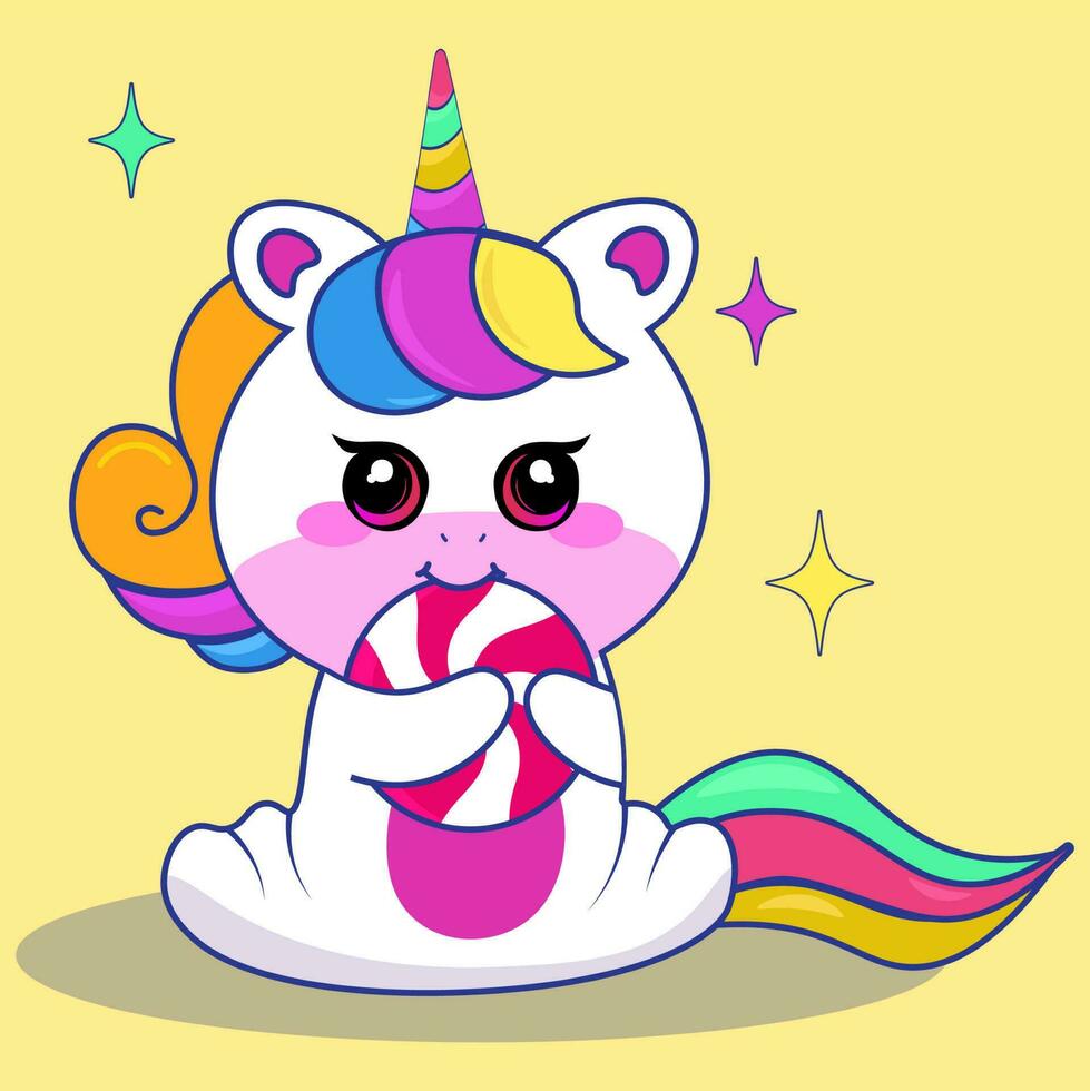 linda unicornio dibujos animados vector