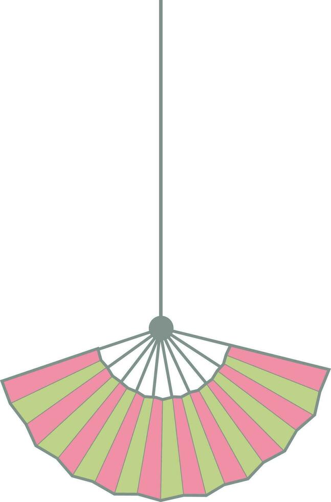 Fan in pink and green color. vector