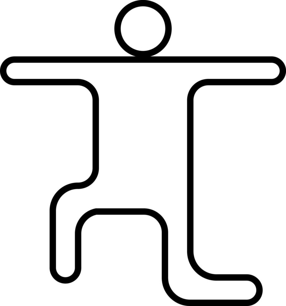 Character of a man performing yoga in black line art. vector