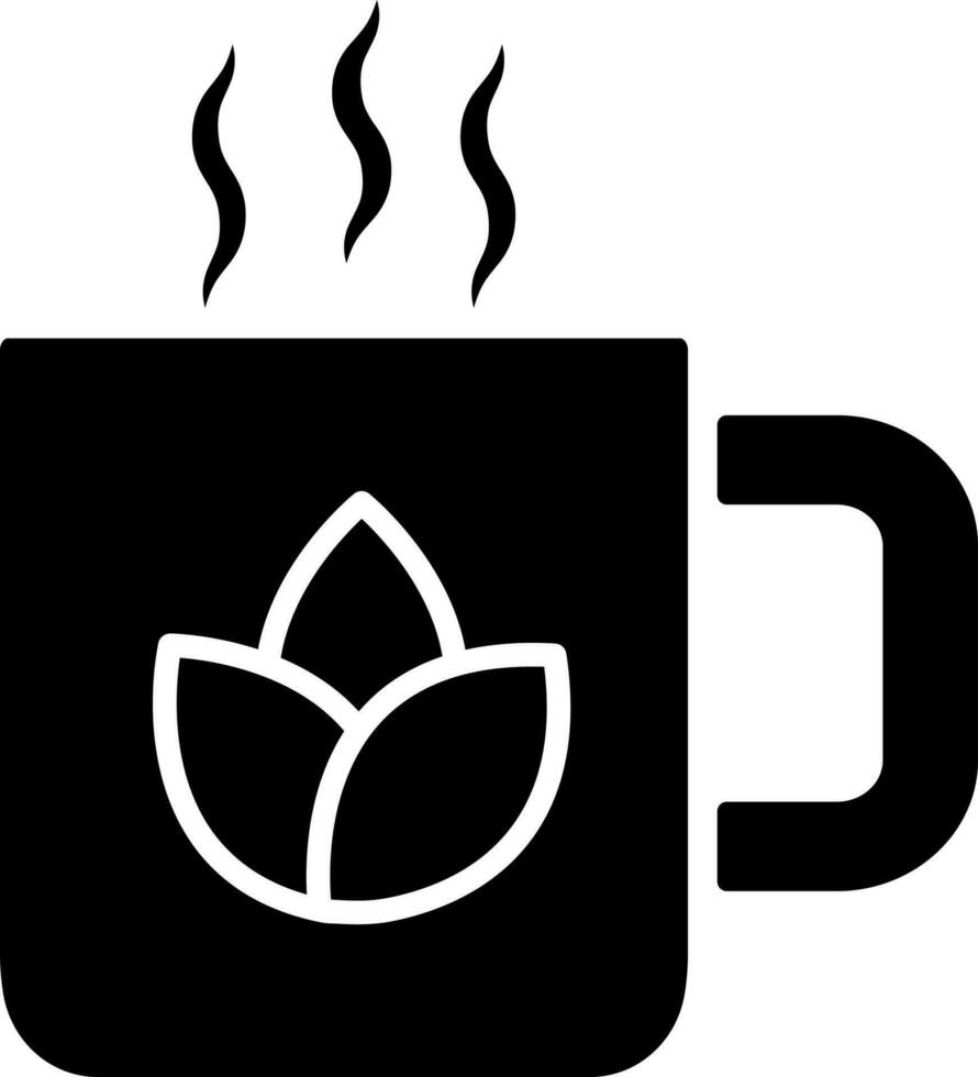 Vector illustration of herbal tea cup glyph icon.