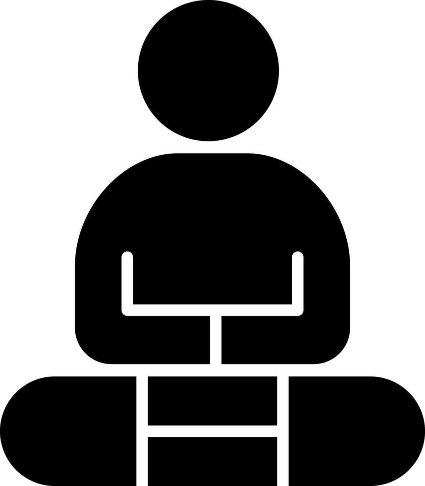 meditación yoga actitud icono en plano estilo. vector