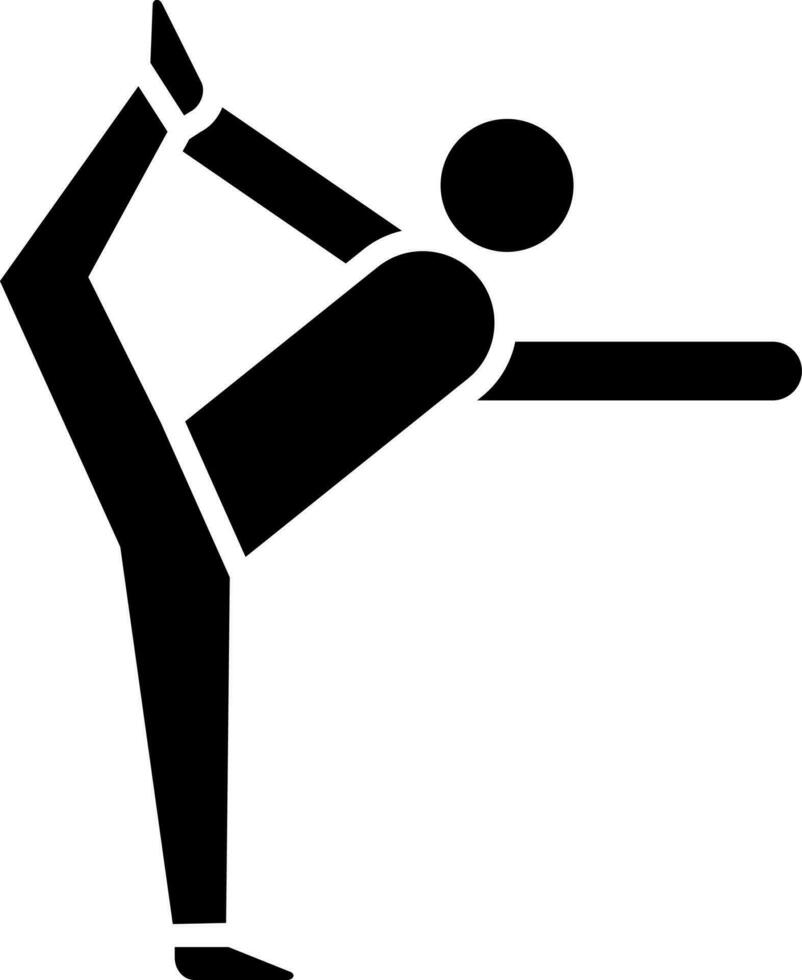 Man stretching arms and flexing legs flat icon. vector