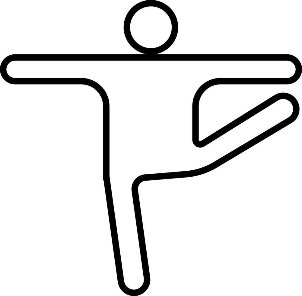 Black line art faceless man balancing pose. vector