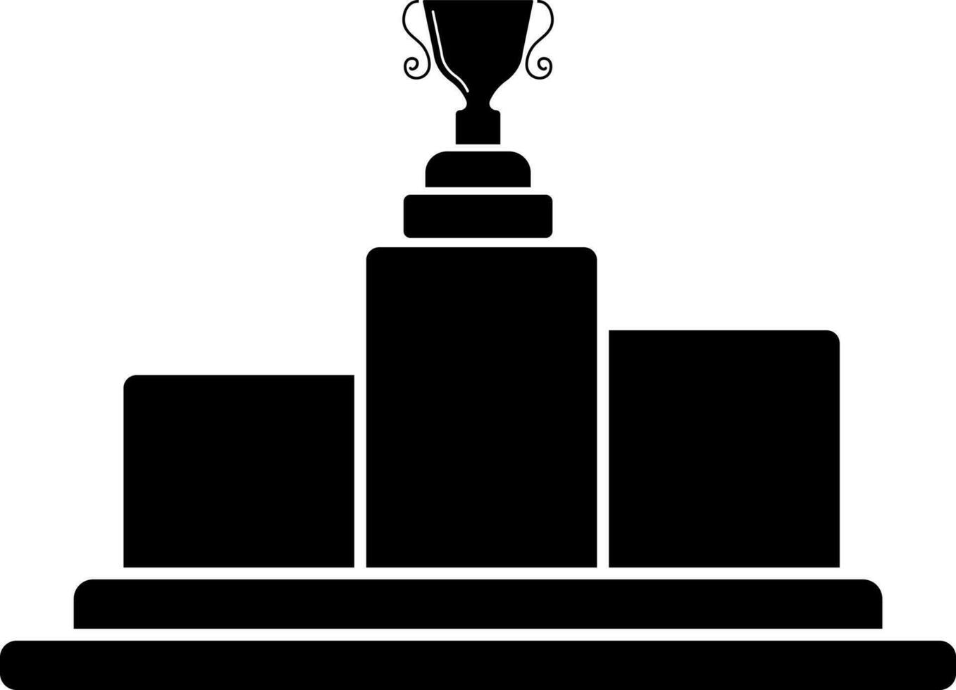 Black trophy cup icon on podium. vector