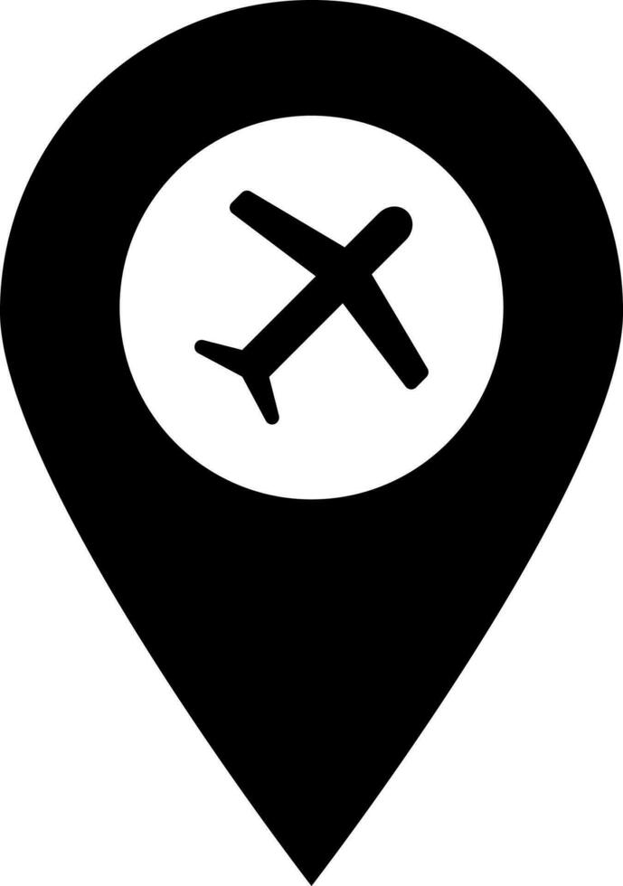 Airplane location center icon in Black and White color. vector