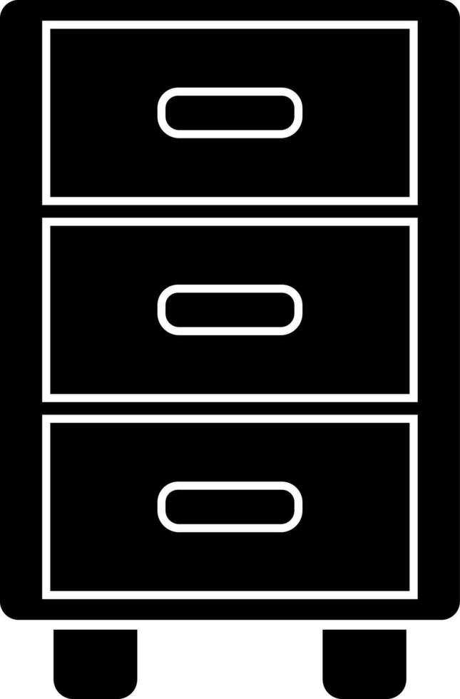 Flat style drawer icon in Black and White color. vector