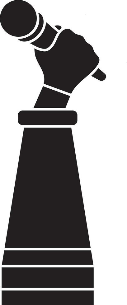 Black and White hand holding microphone. vector
