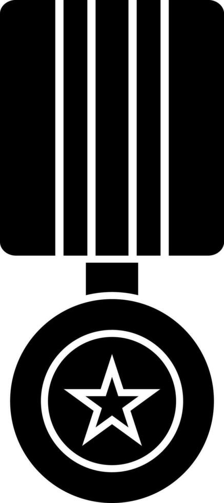 Flat style star medal icon in black and white color. vector