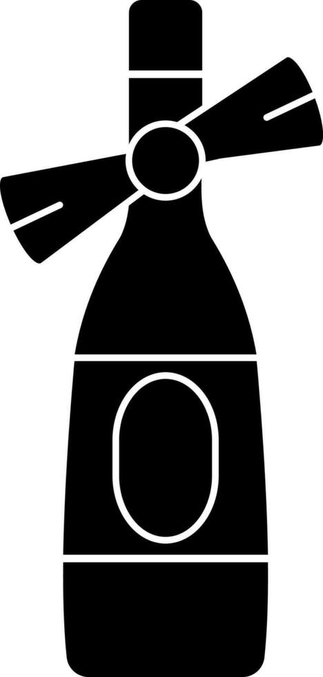 Black and White champagne bottle in flat style. vector