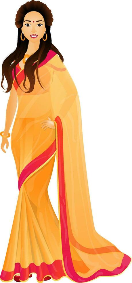 Character of beautiful lady wearing saree. vector