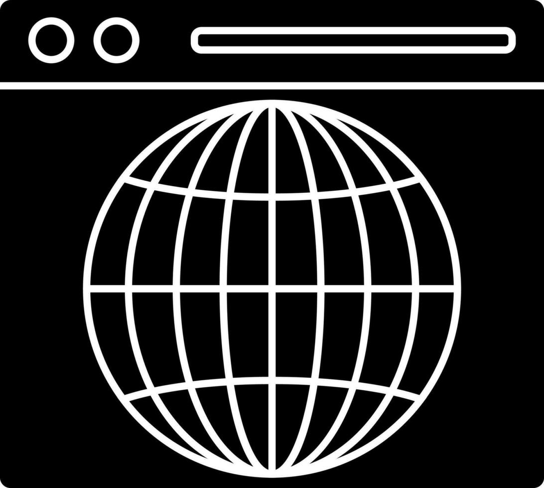 Black and White web browser window icon. vector