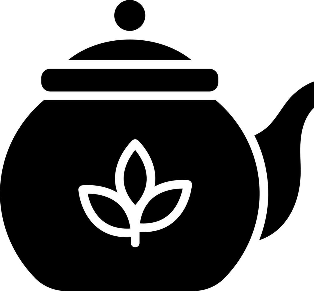 Vector illustration of herbal teapot glyph icon.
