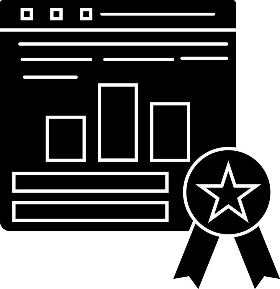 Glyph icon or symbol of certificate and ranking icon. vector