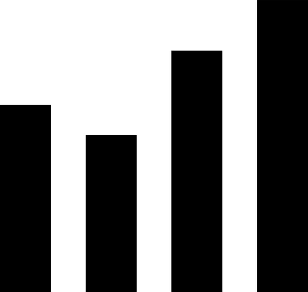 Bar graph icon in black color. vector
