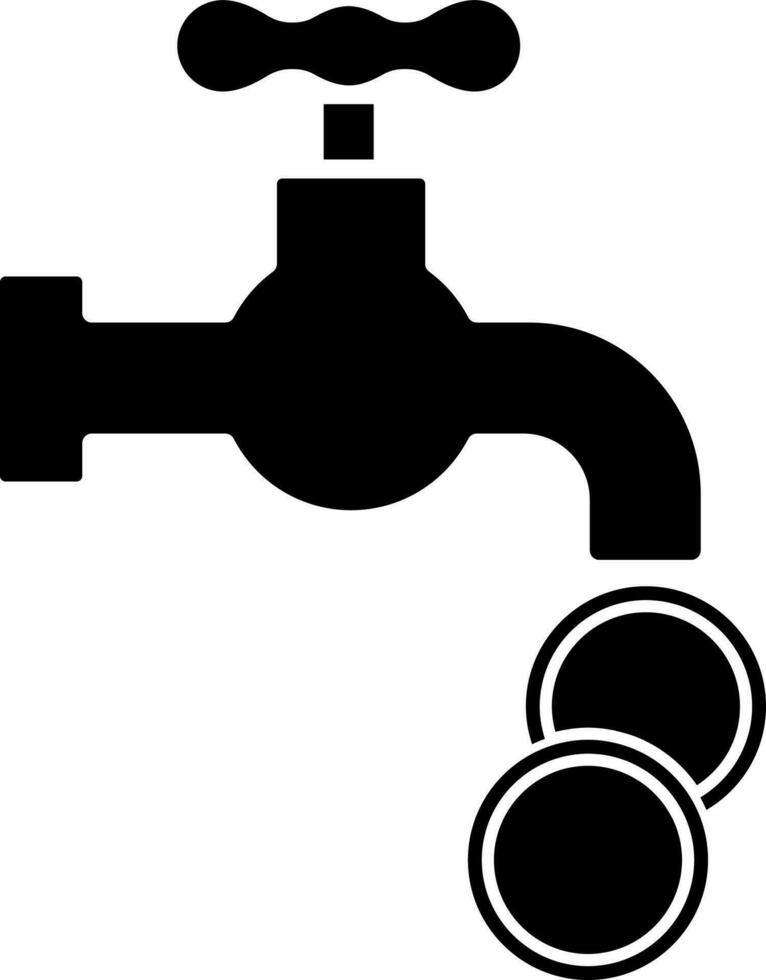 Faucet with coins glyph sign or symbol. vector