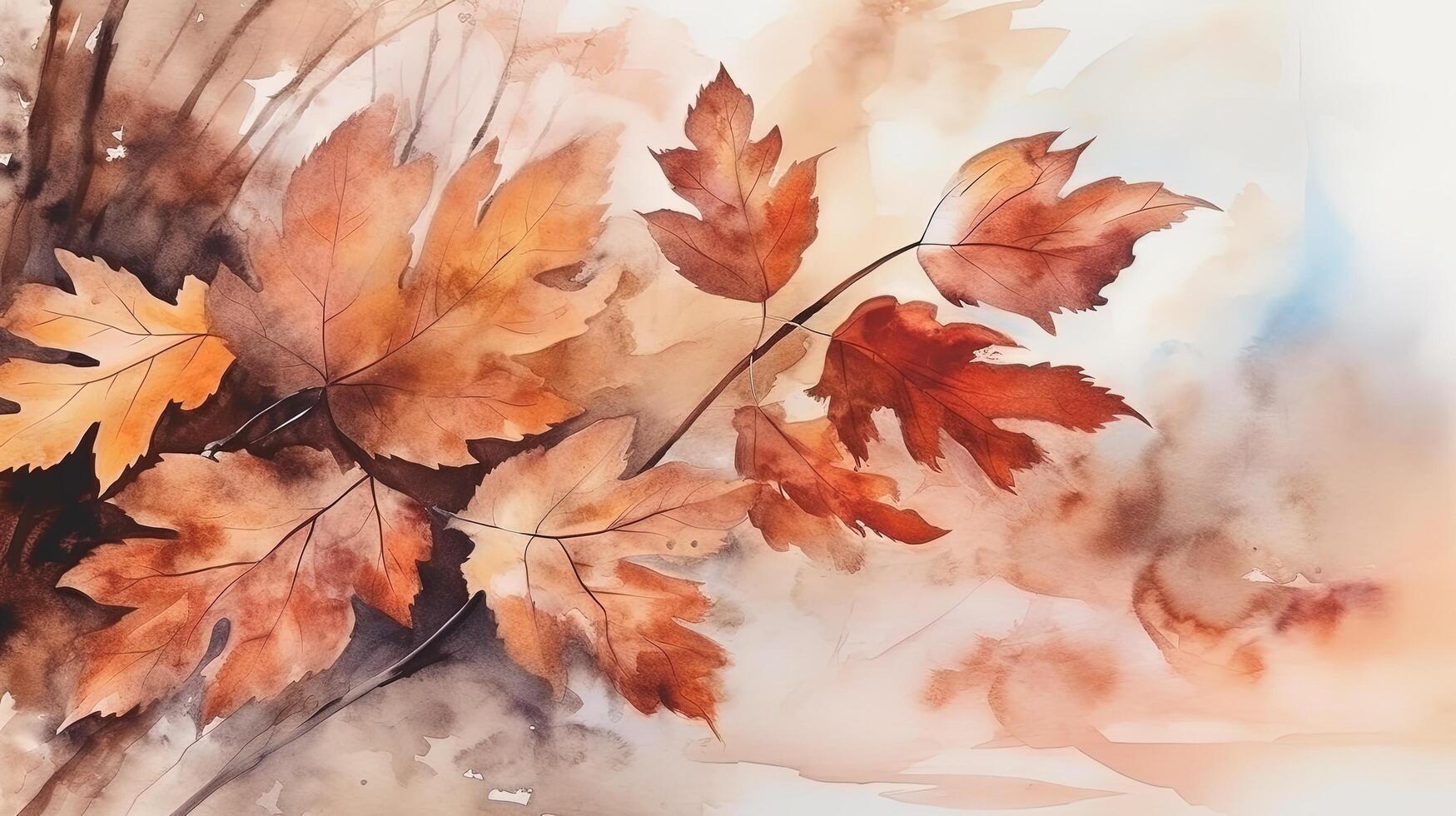 Watercolor Autumn fall background. Illustration photo